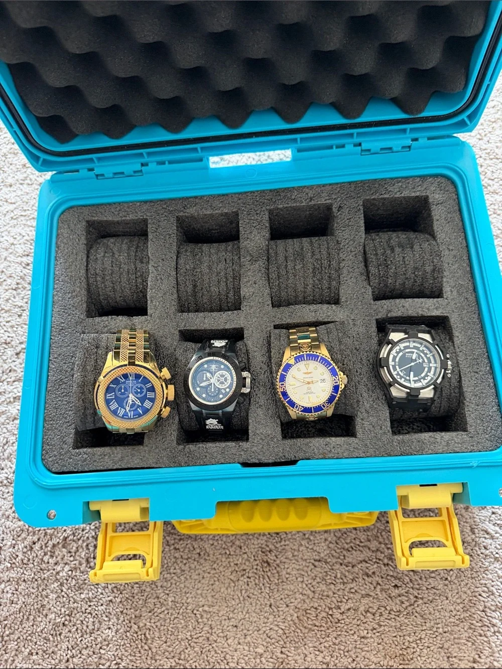 Invicta Gold-Tone Watch with Blue Dial